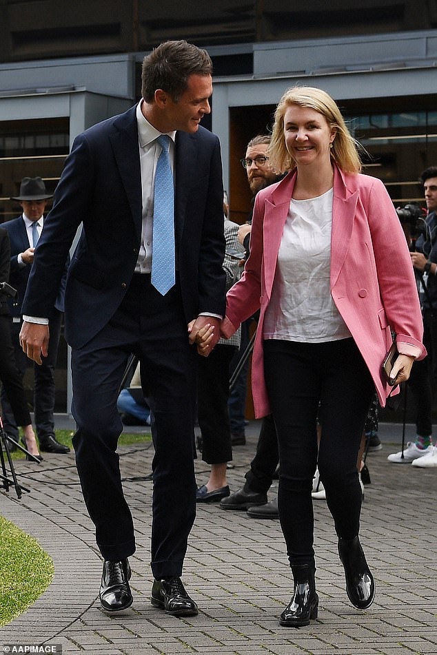 Minns (pictured with his wife Anna) told a parliamentary committee there was nothing out of the ordinary about the proposed deal.