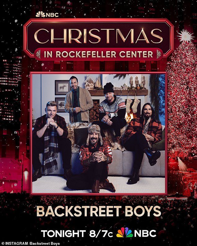 The five singers, Nick Carter, AJ McLean, Howie Dorough, Kevin Richardson and Brian Littrell, reunited for the Christmas appearance.