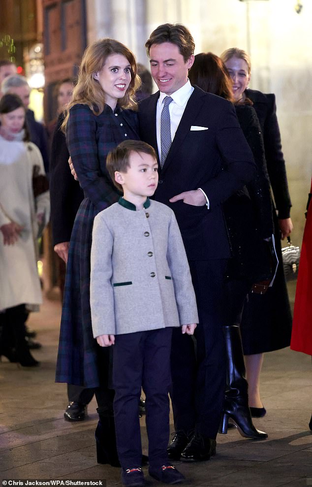 Princess Beatrice's stepson Christopher Woolf attended the royal family and her husband Edoardo Mapelli Mozzi