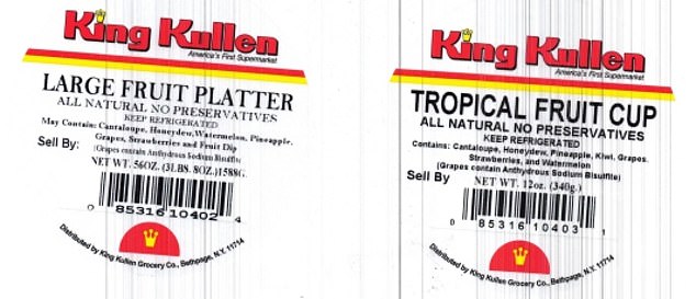 And this shows a selection of the labels of King Kullen products that were recalled.