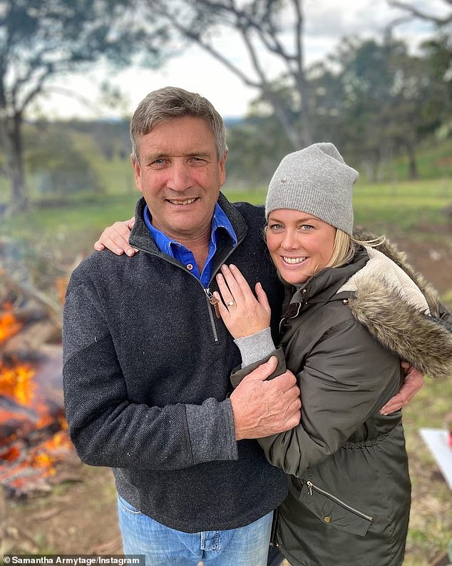 Love story: Sam and Richard started dating in April 2019 and announced their engagement in June 2020 (pictured)