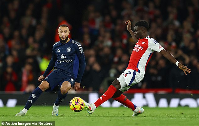 Saka played a starring role as Arsenal beat bitter Premier League rivals Manchester United 2-0 at the Emirates Stadium.