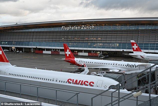 The extraordinary scenes were filmed in November on the 12-hour Swiss Air flight 181 from Bangkok, the Thai capital, to Zurich (file image).