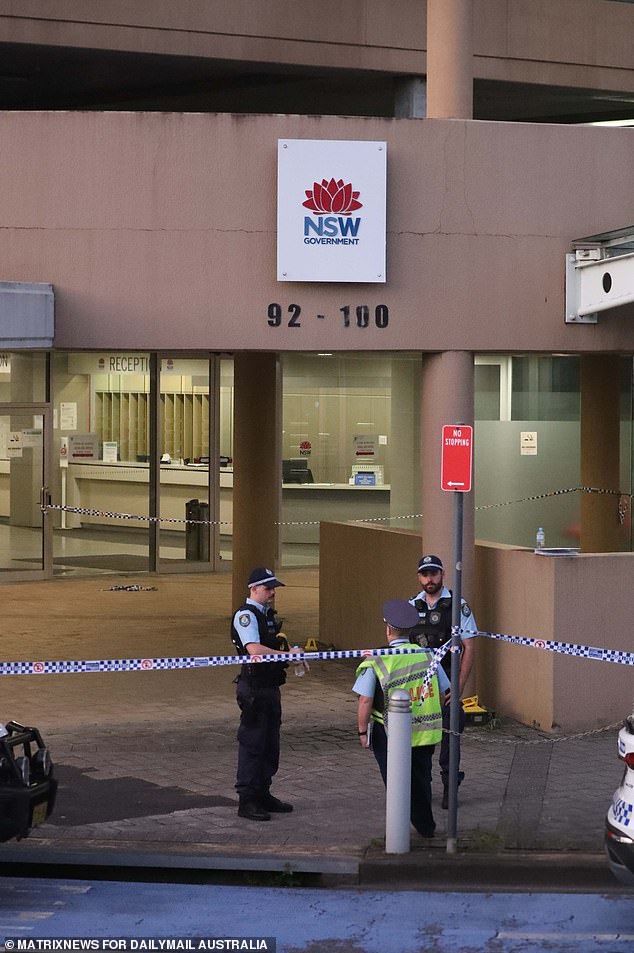 Emergency services were originally called to the Legal Aid building on Donnison Street, Gosford (pictured) on the New South Wales Central Coast, about 2.20pm on Thursday, following reports of several explosions.