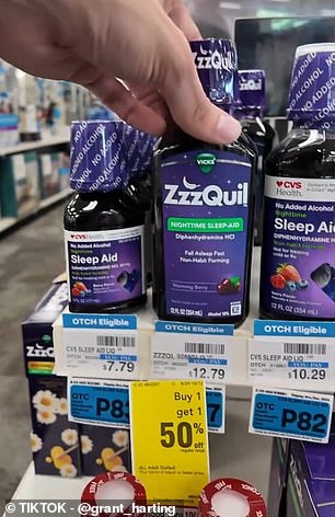 Dr. Harting suggested switching from ZzzQuil (here) to a generic version to avoid high costs.