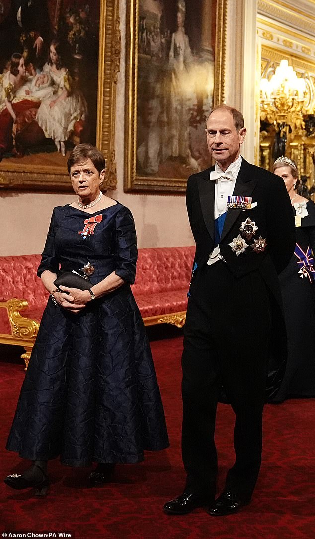 Dame Amelia Fawcett and the Duke of Edinburgh join the royal procession at Buckingham Palace