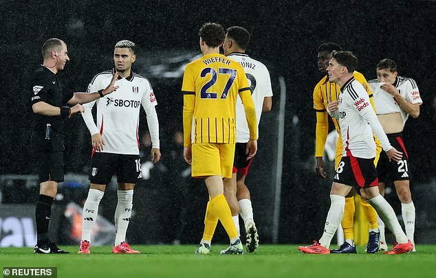 Andreas Pereira (second from left) managed to make amends for an off-field problem at Fulham