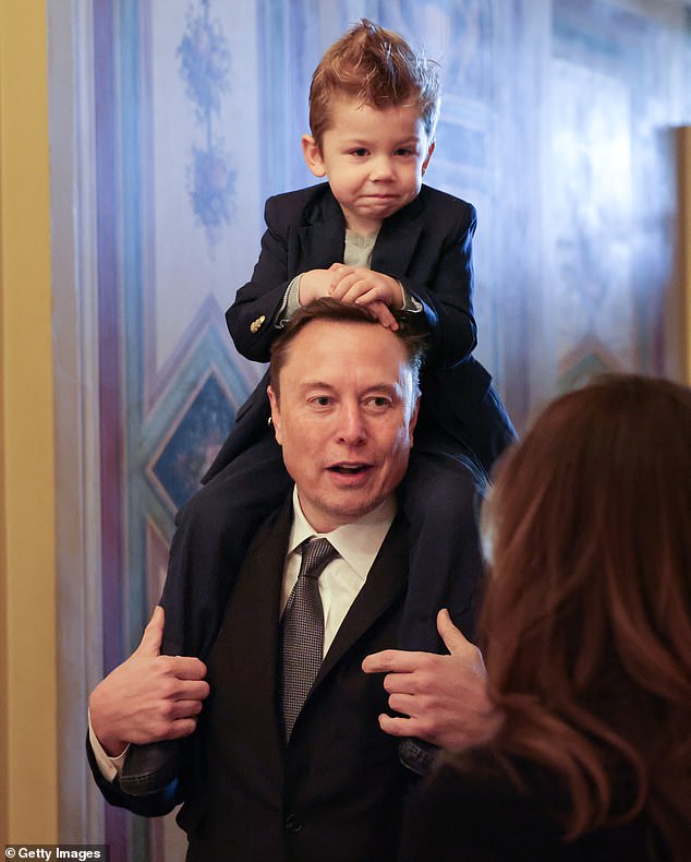 The billionaire Tesla founder, 53, headed to the Capitol building in Washington, DC, on Thursday morning, and the mogul made it a family affair as he brought his four-year-old son X with him.