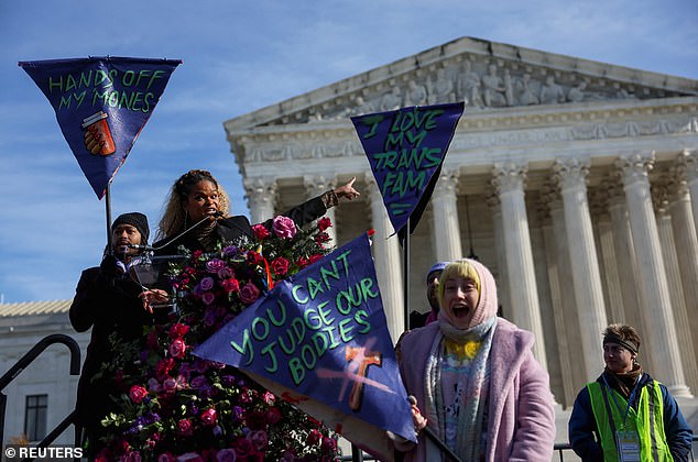 Activists led by the Gender Liberation Movement gathered outside Chairman Mike Johnson's office in the Cannon House Office Building