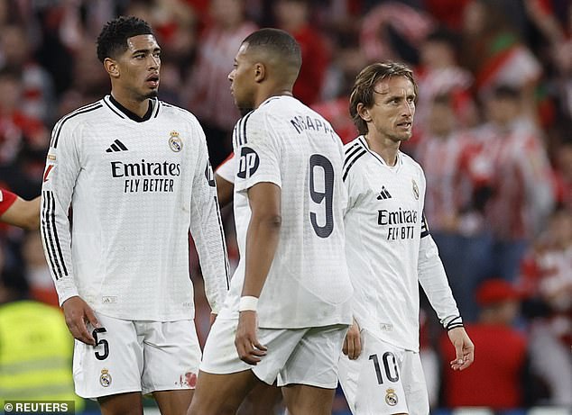 Los Blancos suffered a 2-1 defeat against Atlético Bilbao on Wednesday and are left even further adrift.