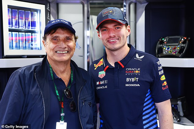 His father is three-time F1 champion Nelson Piquet (left), accused of being racist and homophobic towards Lewis Hamilton.