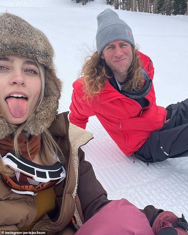 Paris shared a sweet photo of the couple on a ski vacation.