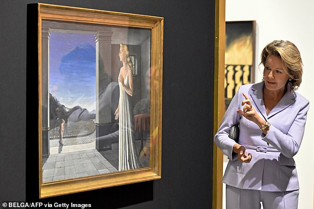 The royal, 51, traveled to the city to see the 'The Worlds of Paul Delvaux' exhibition at the La Boverie museum.