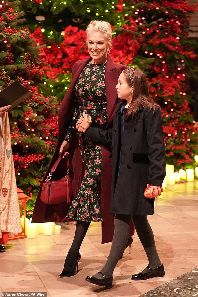 Hannah was accompanied by her daughter Kitty, 10, for the carol service.