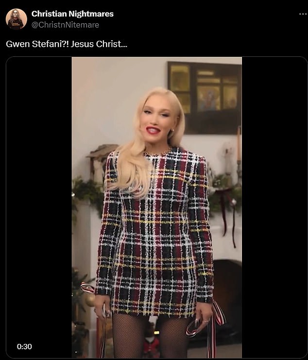 Stefani's radiant glow quickly caught the attention of fans and one of them shared the video with the caption: 'Gwen Stefani?! Jesus Christ…'