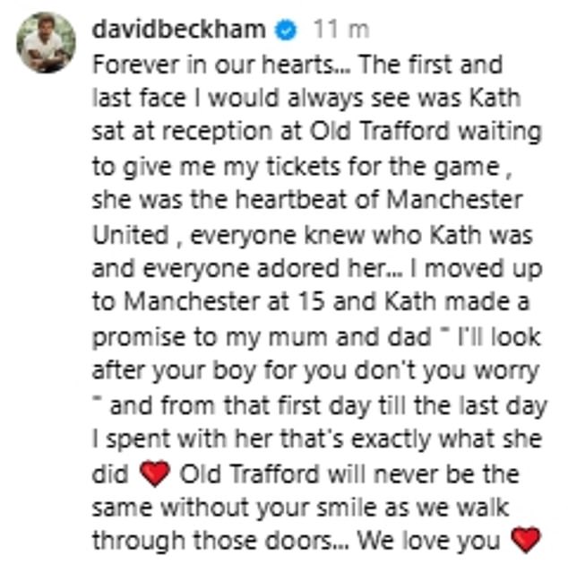 David Beckham paid tribute to Phipps by remembering the promise she made to her parents