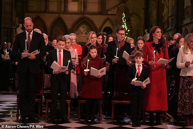 It's no coincidence that royals wear Bretons on boats and red and gift bows (note the coordinated red ties of Prince of Wales, George and Louis tonight) to carol concerts.