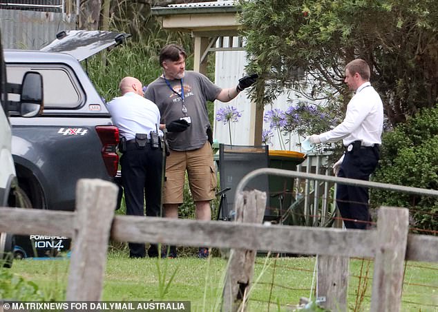 On Thursday night, a dozen detectives and forensic officers were seen combing the man's rural property in Wallarah on the New South Wales Central Coast (pictured).