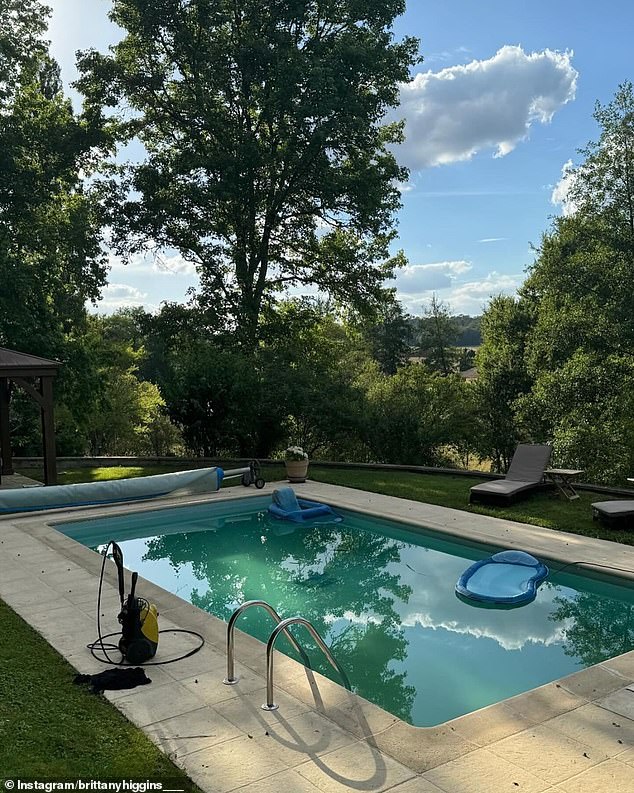 A swimming pool (pictured) and small lake are also located just outside the property.