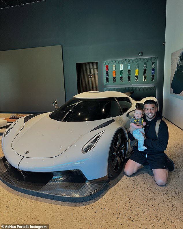 Portelli and his son and Lamborghini