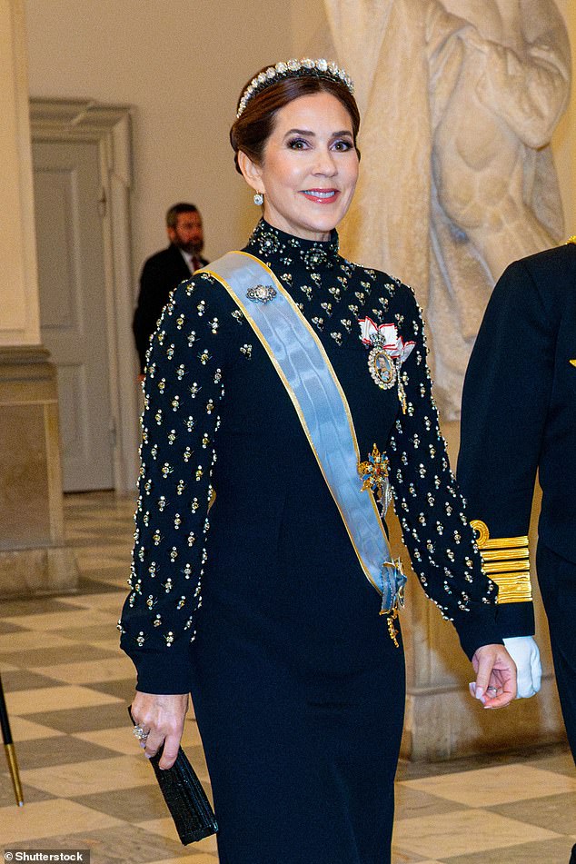 The reimagined pink stone tiara was repurposed from a historic diamond belt, which was originally created in 1840 and worn by Queen Lovisa, the wife of Frederick VIII, years later.