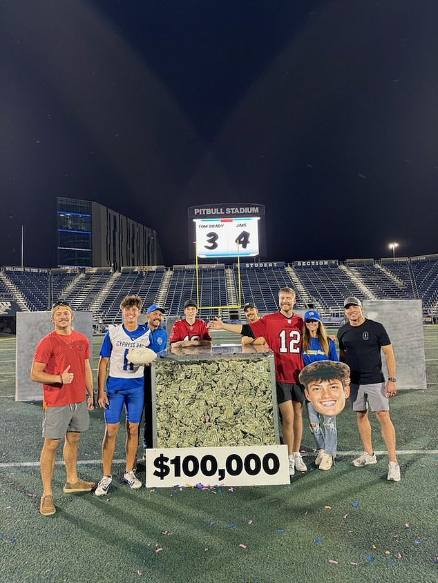 Cypress Bay senior Jake Balanovich (second from left) claimed the $100,000 prize after defeating Brady