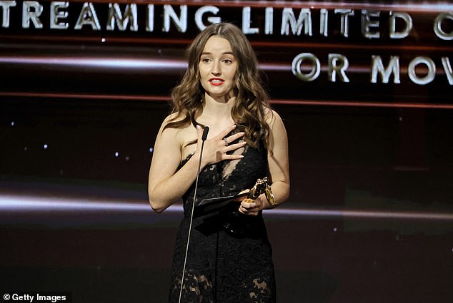 In 2022, she won the Hollywood Television Critics Association Award for Best Supporting Actress in an Anthology or Limited Streaming Series or Movie for her performance in Dopesick (seen above).