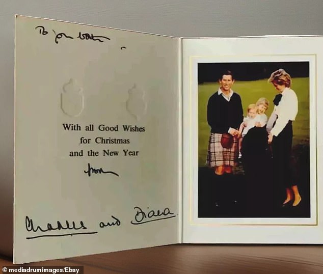 A Christmas card signed by King Charles III and Princess Diana is being sold on eBay and could be yours for £2,000