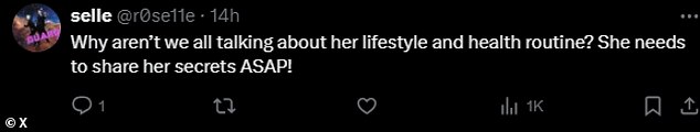 'Why don't we all talk about your lifestyle and your health routine? He needs to share his secrets as soon as possible!' another added