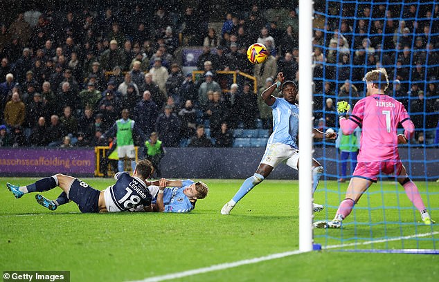 Ephron Mason-Clark watches his strike fly towards the only goal in victory against Millwall