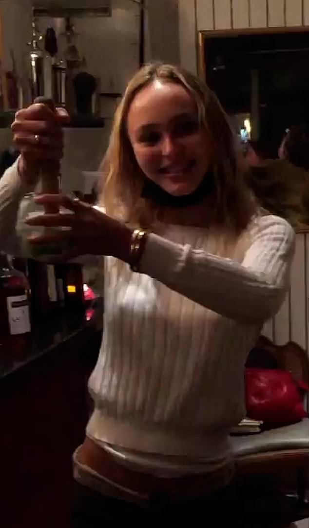 Footage of Lily-Rose, 25, shows her behind the bar preparing caipirinha cocktails