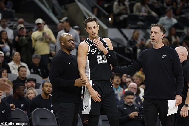 Collins is ejected during the game against the Sacramento Kings in the first half at Frost Bank Center