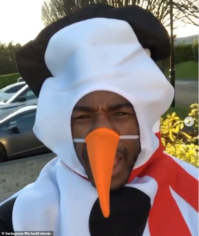 Antonio was dressed as a snowman after club training that morning