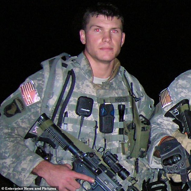 Pete Hegseth shared this image of himself on social media from his time in Iraq