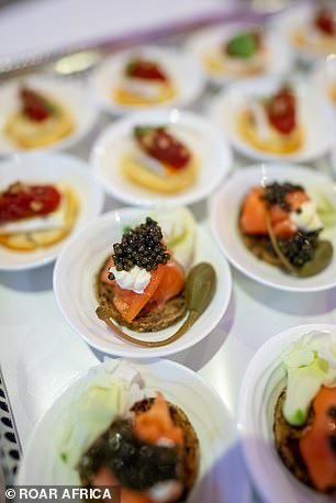 Elegant snacks on the private jet