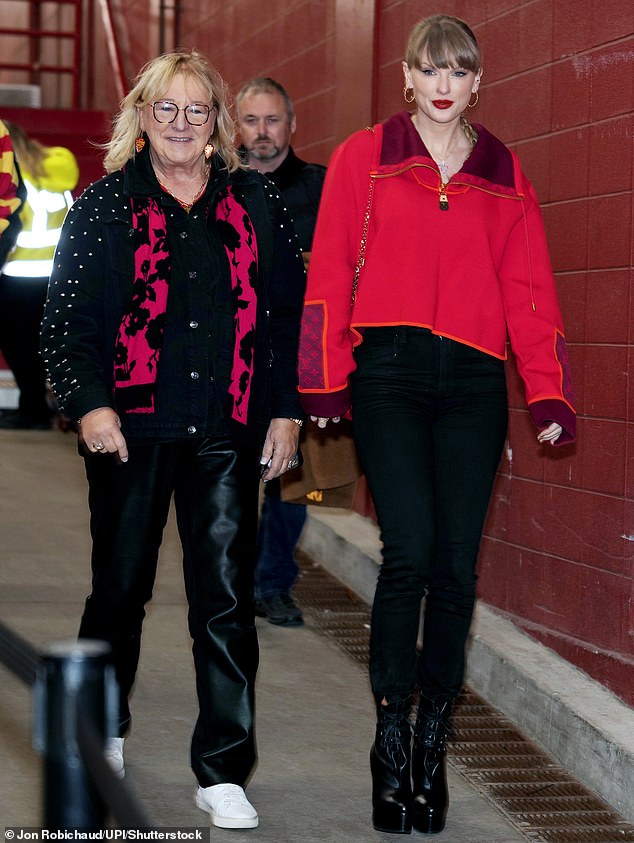 Earlier this month, her boyfriend Travis Kelce's mother Donna joined Swift on her walk to the VIP suites, and millennials are convinced the 1989 hitmaker is trying to bring back skinny jeans .