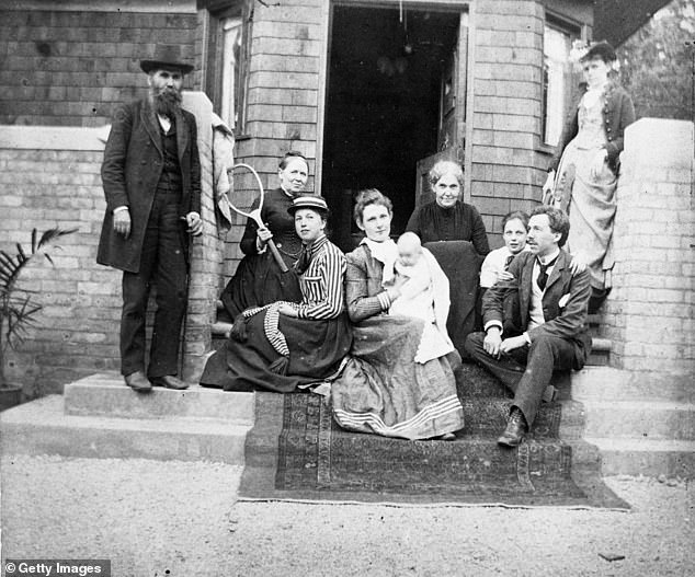 Frank Lloyd Wright and his family at their home in Oak Park, Illinois, 1890