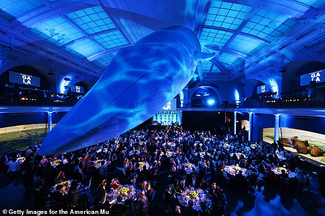 Gala guests dined under the museum's Blue Whale