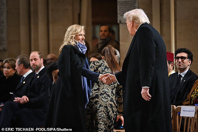 Jill smiled at Trump as they greeted each other on Saturday, with many people pointing out the look she gave him