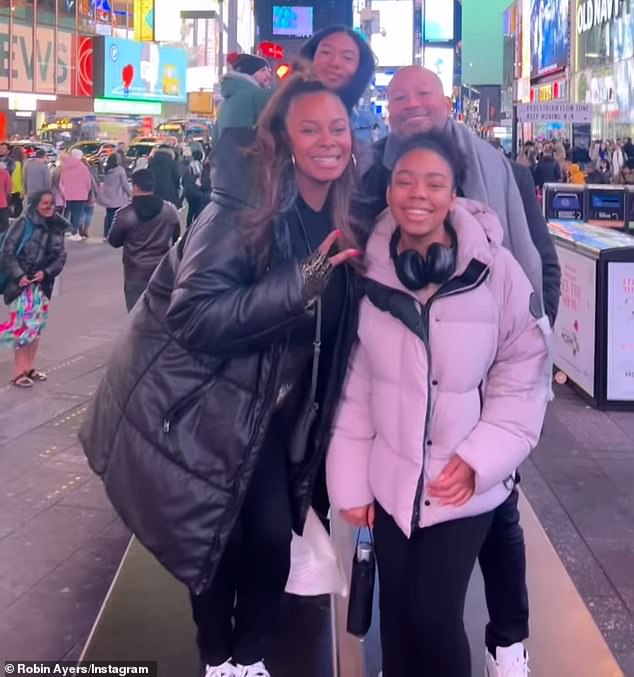 She leaves behind a husband and two daughters who just a few days ago celebrated their 18th birthday. She wrote at the time: 'With the family! Celebrating Thanksgiving and the twins' 18th birthday!' - via a video showing the family of four enjoying a night out in New York City.