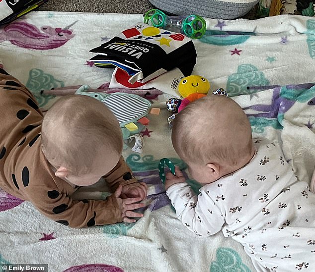 Nonprofit worker Emily Brown, who also lives in Virginia, was also asked to pay for her care upfront (photo: her twins who are now two years old)