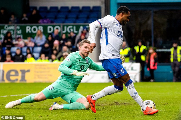 Danilo puts Rangers two ahead by taking advantage of a mistake by goalkeeper Jack Hamilton