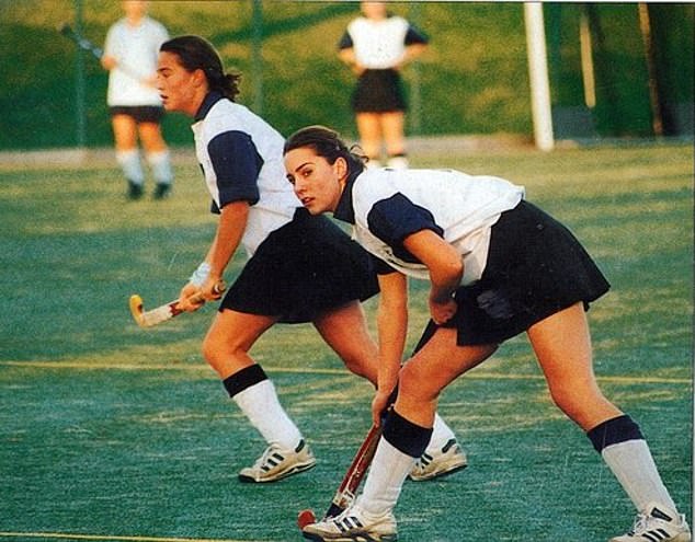 Kate and her sister Pippa playing hockey at Marlborough College in 2000. The operation on her head took place while she was studying at a boarding school in Wiltshire.