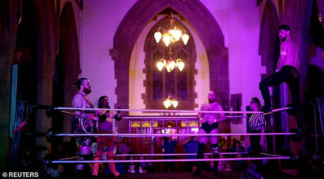 Wrestlers compete at St Peter's Church in Shipley