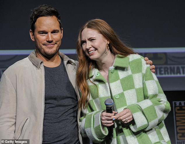 Gillan in the Marvel Cinematic Universe mega panel along with Chris Pratt