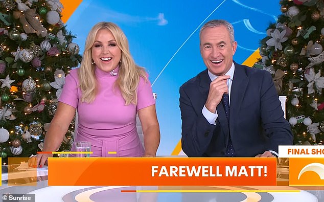 'Matt is here and to be honest we are a bit overwhelmed. This is a moment in history. How do you say goodbye to a living legend and an absolute master? Monique read aloud as another camera showed Matt typing furiously into the autocue machine.