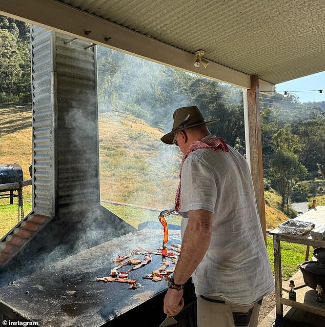 In a series of Instagram photos, the TV personality rode quad bikes through the bush with her loved ones. Other images showed a classic Australian barbecue loaded with bacon.