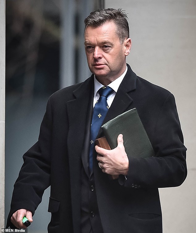 Businessman Jones, seen outside court, lunged at both women in his flat while working as a hotel pianist in the early 1990s. Pictured outside Manchester Crown Court in January.