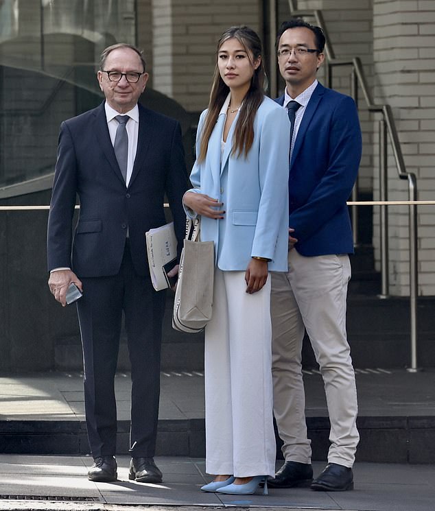 Dr Ow-Yang supported his daughter Paris in court, along with her lawyer Michael Bowe (left), over the drink-driving matter on November 10, 2023.