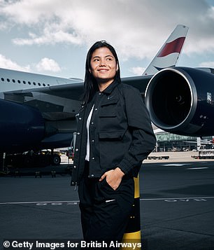 The tennis star photographed at Heathrow Airport for British Airways